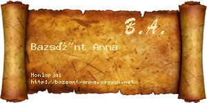 Bazsánt Anna névjegykártya